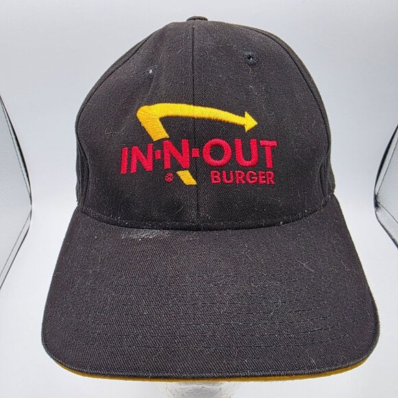 In N Out Burger Black Adjustable Baseball Cap With Logo Embroidery California - Picture 1 of 10